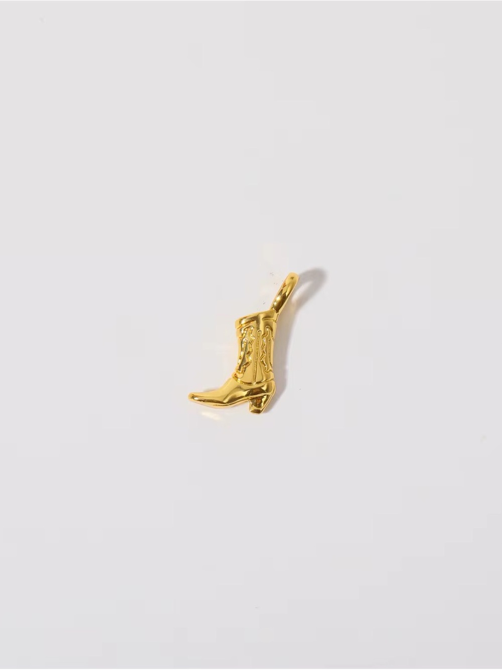 18k Gold Played Cowboy Boot Charm Pendant - Women Jewelry
